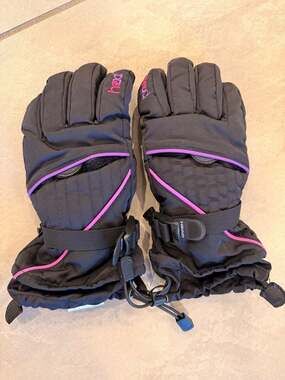 HEAD Junior Girls Ski Gloves Black with Pink Accents Size Large